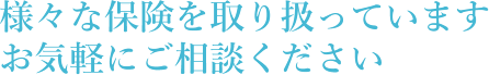 様々な保険を取り扱っています。お気軽にご相談ください